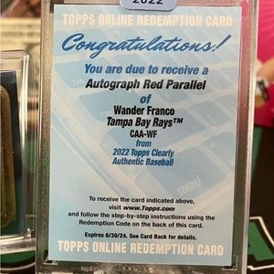 2022 topps clearly authentic wander Franco redemption card